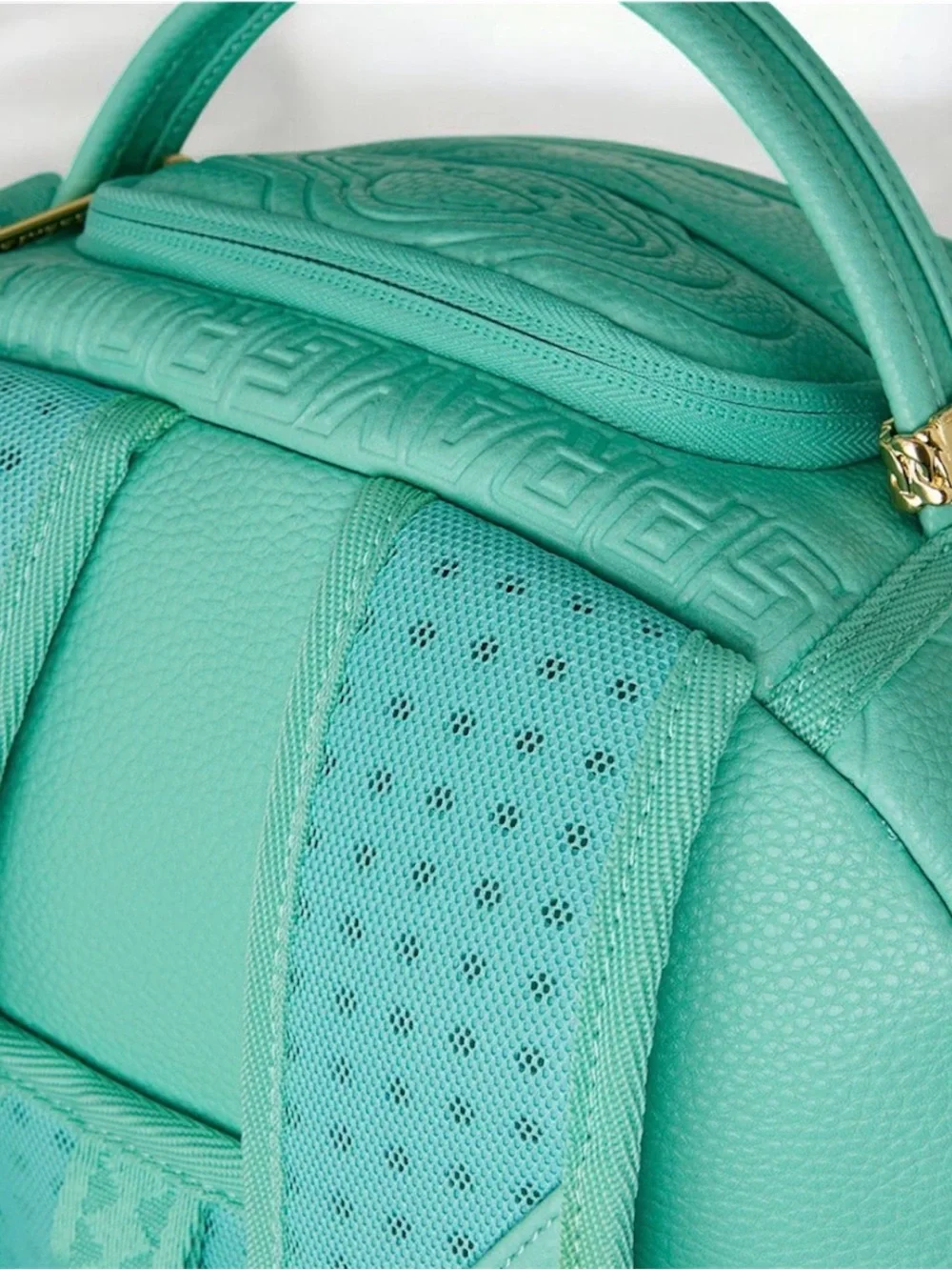 Sprayground Teal Embossed Heart & Shark Backpack